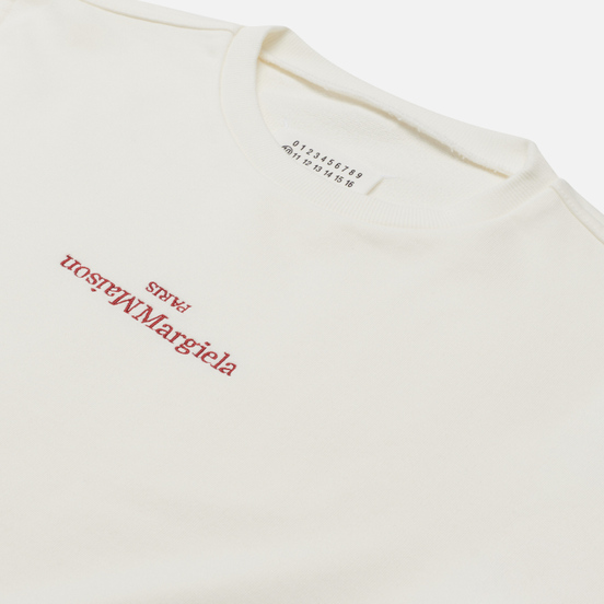 Мужская толстовка Maison Margiela Upside Down Logo Embroidered Off White