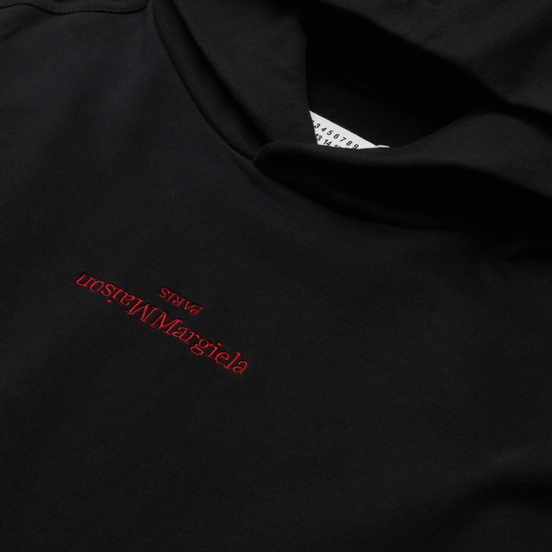 Мужская толстовка Maison Margiela Upside Down Logo Embroidered Hoodie Black