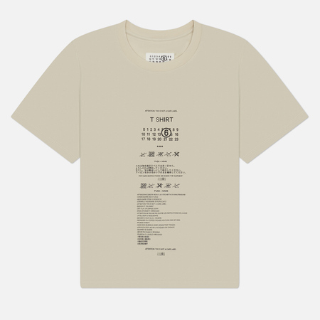 Женская футболка Maison Margiela MM6 Care Label Print, цвет бежевый, размер L