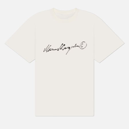 Женская футболка Maison Margiela MM6 Overdyed Handwritten Print, цвет белый, размер M