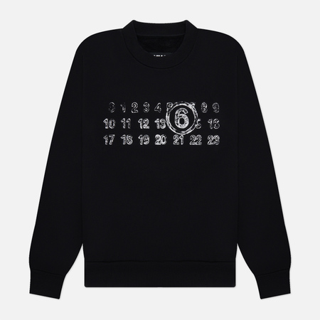 фото Женская толстовка maison margiela mm6 number logo crew neck, цвет чёрный, размер xs