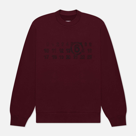фото Женская толстовка maison margiela mm6 numbers logo crew neck, цвет бордовый, размер xs