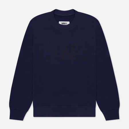 фото Женская толстовка maison margiela mm6 numbers logo crew neck, цвет синий, размер xs