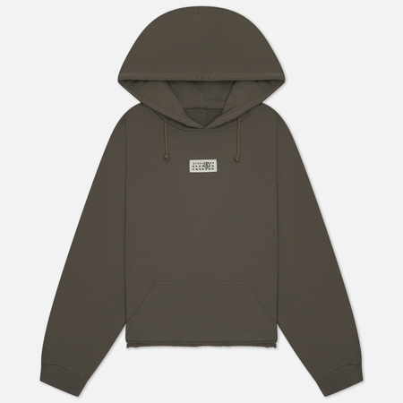 фото Женская толстовка maison margiela mm6 front logo unbrushed hoodie, цвет коричневый, размер s