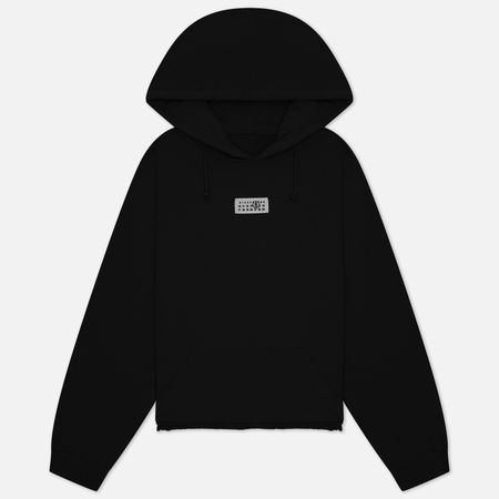 фото Женская толстовка maison margiela mm6 front logo unbrushed hoodie, цвет чёрный, размер s