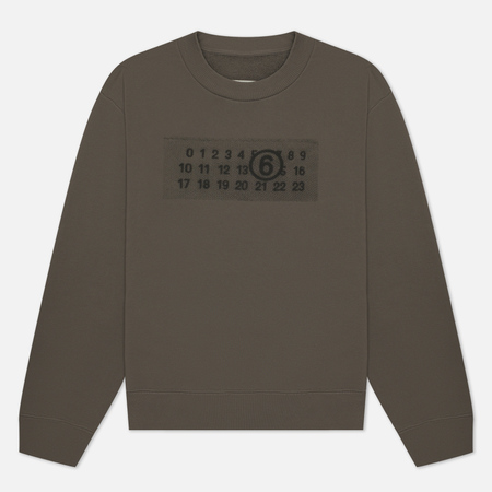 фото Женская толстовка maison margiela mm6 blur numbers logo, цвет коричневый, размер l