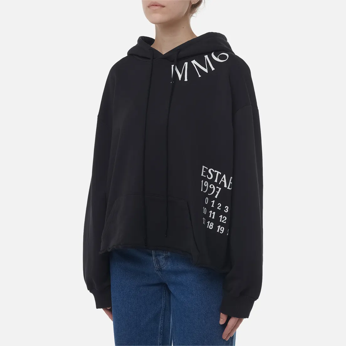 Maison Margiela MM6 Женская толстовка Raw Edge Cropped Hoodie