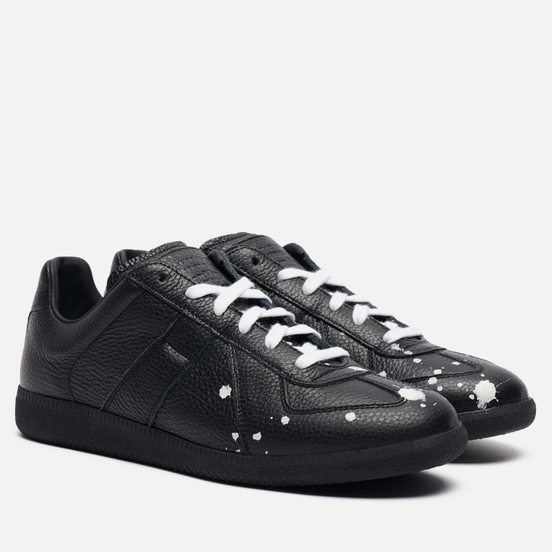 Мужские кроссовки Maison Margiela Replica Low Dots Plain Leather Black/White