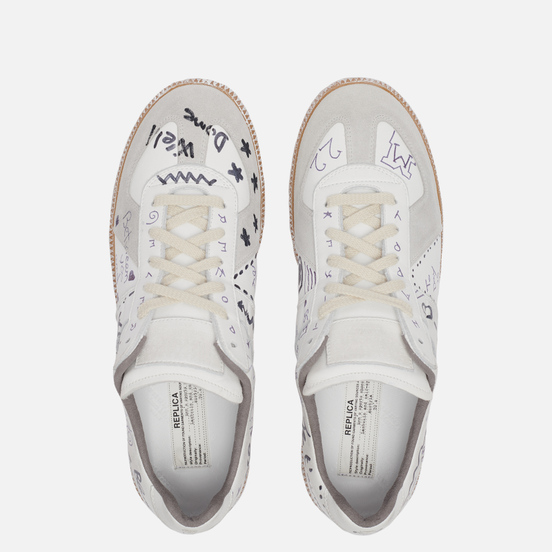 Мужские кроссовки Maison Margiela Replica Low Graffiti Details White Vintage/Graffiti