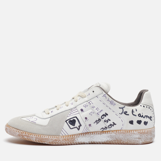 Мужские кроссовки Maison Margiela Replica Low Graffiti Details White Vintage/Graffiti