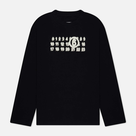 фото Женский лонгслив maison margiela mm6 triple logo, цвет чёрный, размер xs