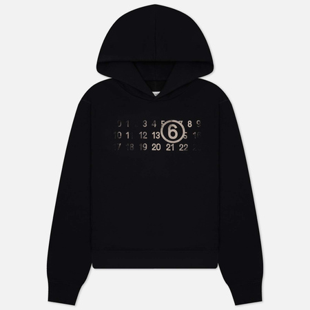 фото Мужская толстовка maison margiela mm6 numerical logo print hoodie, цвет чёрный, размер s