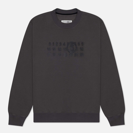 фото Мужская толстовка maison margiela mm6 triple logo crew neck, цвет серый, размер s