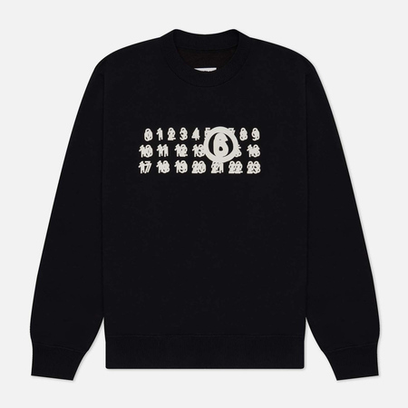 фото Женская толстовка maison margiela mm6 triple logo crew neck, цвет чёрный, размер xs