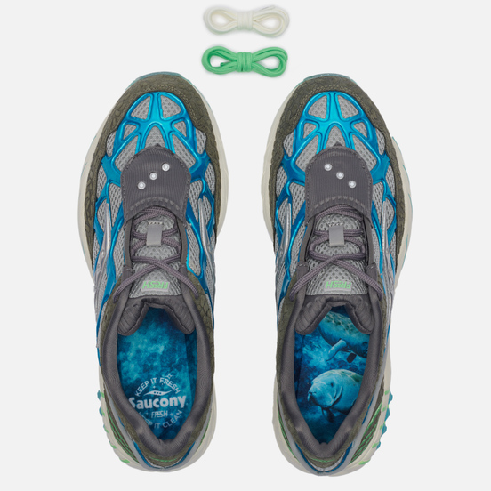Мужские кроссовки Saucony x Fresh Rags Grid Web Manatee Black/Grey/Blue