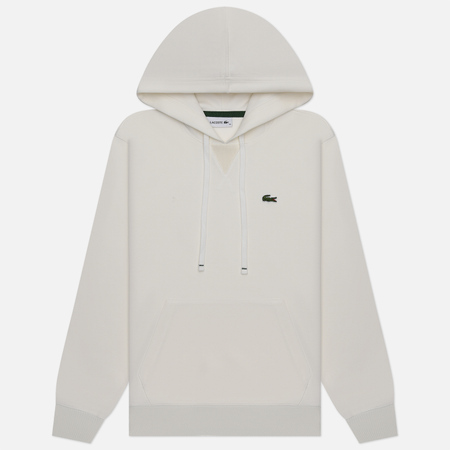 фото Женская толстовка lacoste loose fit cotton blend hoodie, цвет белый, размер xs