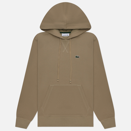 фото Женская толстовка lacoste loose fit cotton blend hoodie, цвет бежевый, размер xs