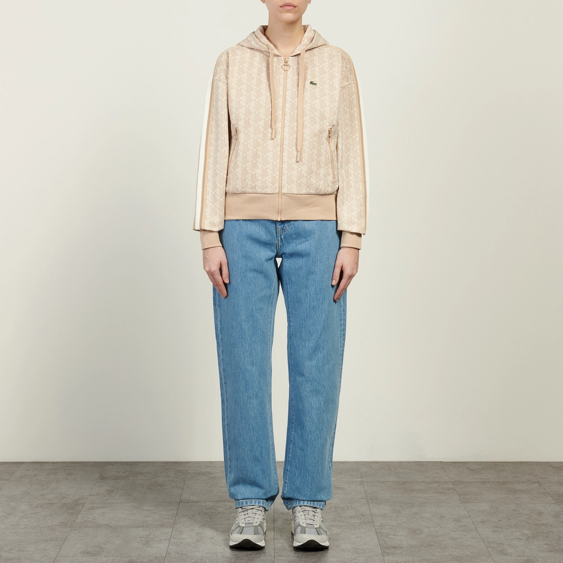 Lacoste Женская толстовка Monogram Jacquard Zip Front Hoodie
