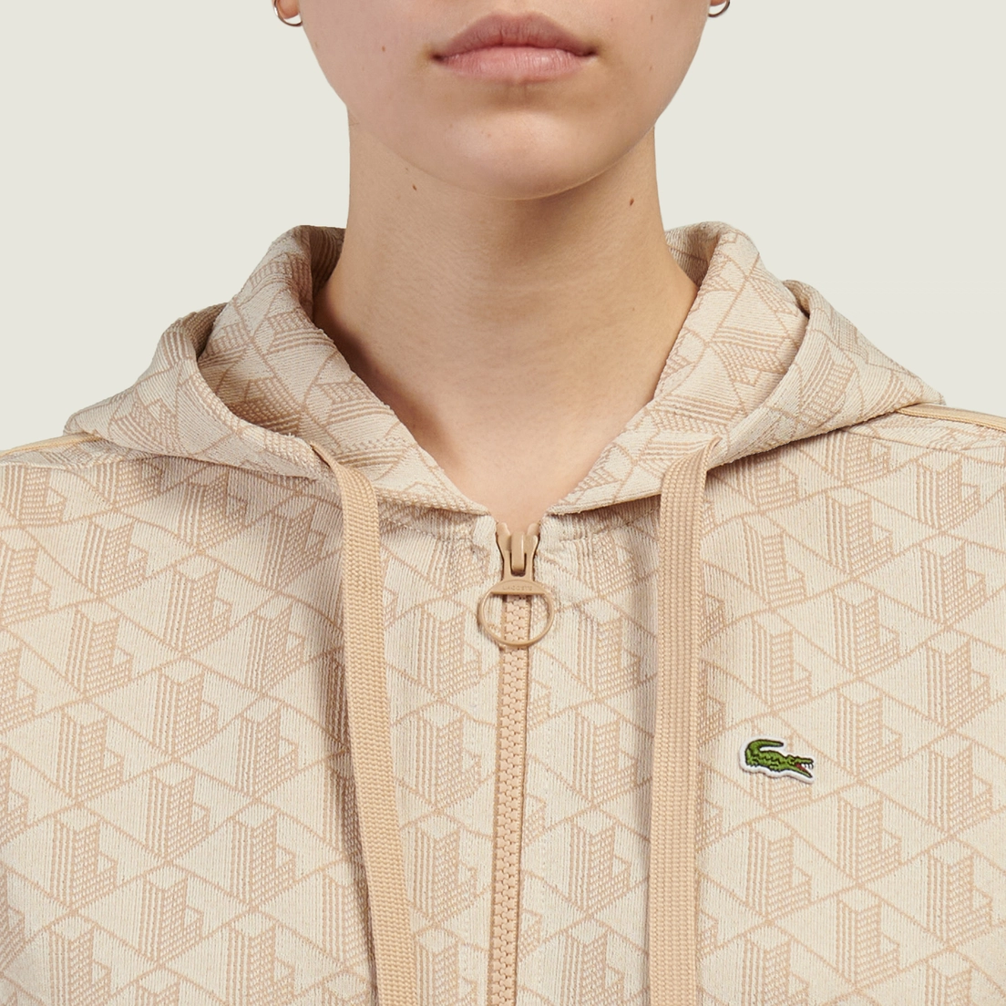 Lacoste Женская толстовка Monogram Jacquard Zip Front Hoodie