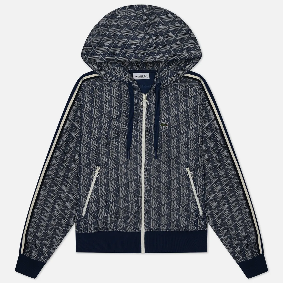 Lacoste Женская толстовка Monogram Jacquard Zip Front Hoodie
