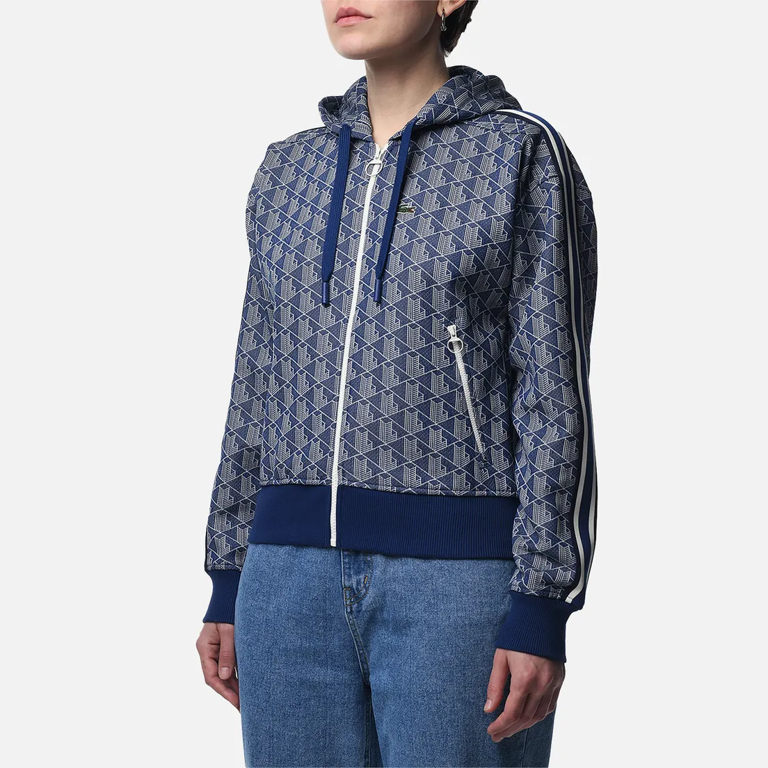 Lacoste Женская толстовка Monogram Jacquard Zip Front Hoodie