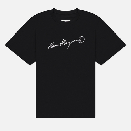 Мужская футболка Maison Margiela MM6 Overdyed Handwritten Print, цвет чёрный, размер S