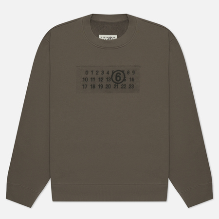 фото Мужская толстовка maison margiela mm6 rasterised numbers logo, цвет коричневый, размер xl