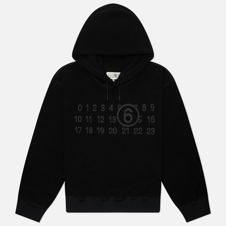 Мужская толстовка Maison Margiela MM6 Logo Applique Fleece Hoodie, цвет чёрный, размер XL