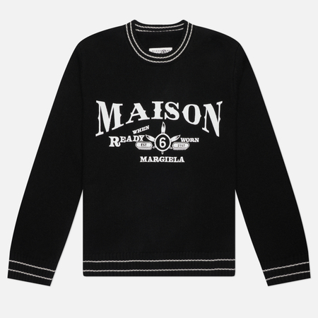 Мужской свитер Maison Margiela MM6 Varsity Graphic Crewneck, цвет чёрный, размер XL