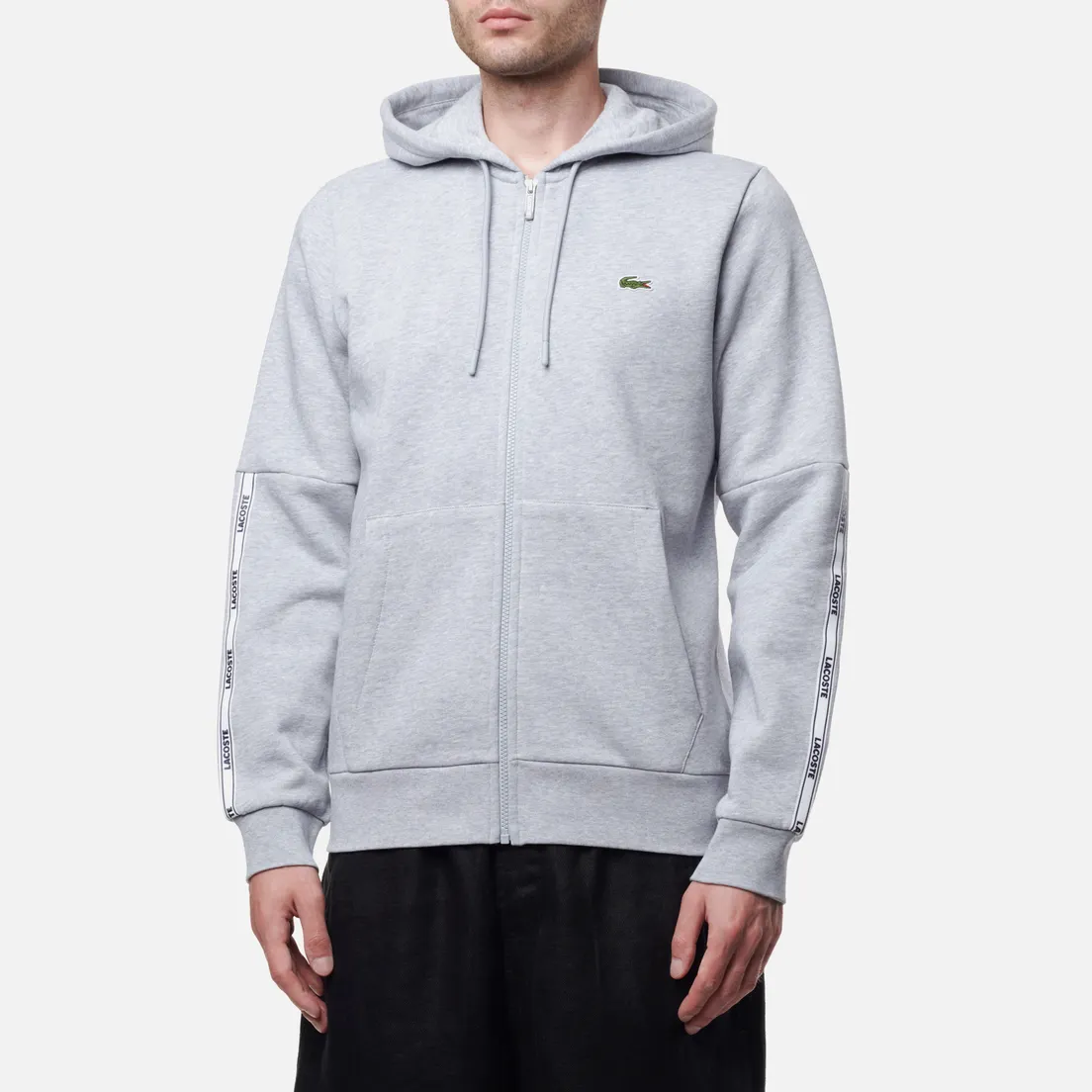 Lacoste Мужская толстовка Branded Bands Zippered Fleece Hoodie