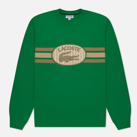 фото Мужская толстовка lacoste loose fit monogram print fleece, цвет зелёный, размер s