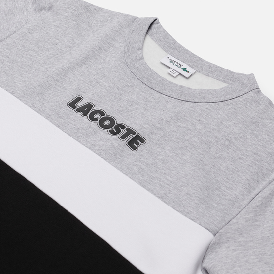Мужская толстовка Lacoste Sport Crew Neck Colourblock Fleece Silver Chine/Black/White