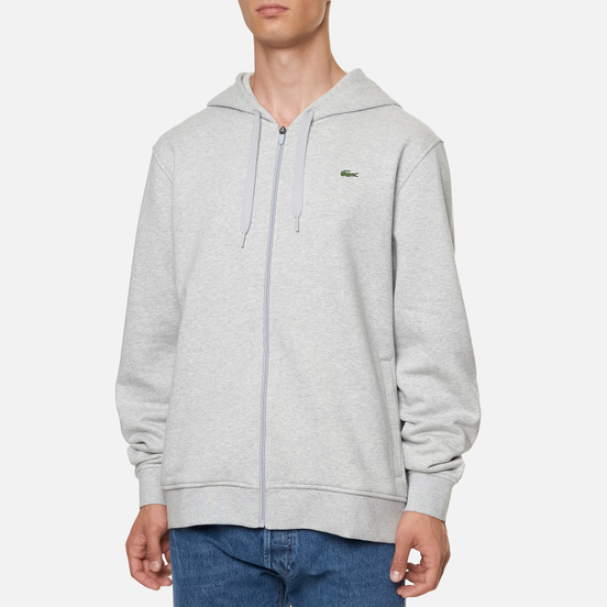 Мужская толстовка Lacoste Sport Lightweight Bi-Material Hoodie Grey Chine/Light Grey