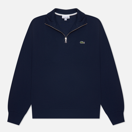фото Мужская толстовка lacoste zippered stand-up collar cotton, цвет синий, размер xxl