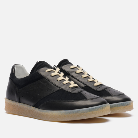 фото Мужские кроссовки maison margiela mm6 6 court leather, цвет чёрный, размер 40 eu