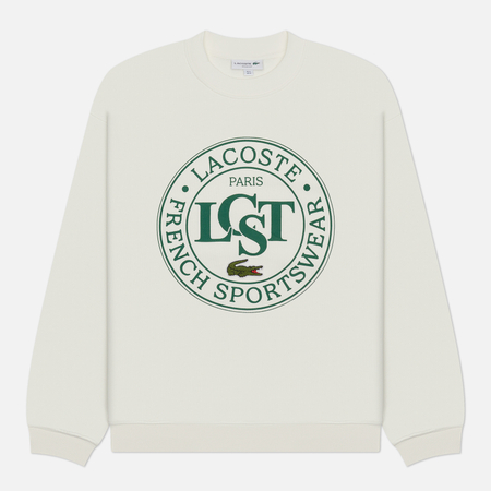 Мужская толстовка Lacoste Loose Fit Printed Fleece, цвет белый, размер M