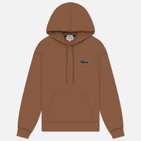 фото Мужская толстовка lacoste loose fit hoodie organic cotton, цвет коричневый, размер s