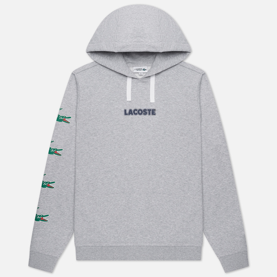 Мужская толстовка Lacoste Sport Crocodile Print Hoodie Grey Chine