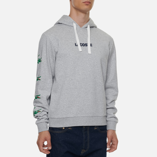Мужская толстовка Lacoste Sport Crocodile Print Hoodie Grey Chine