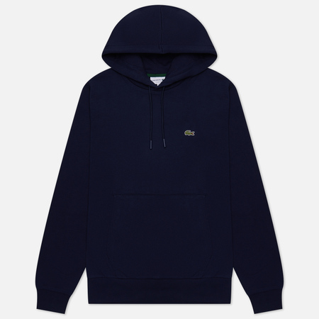 фото Мужская толстовка lacoste organic cotton hoodie classic fit, цвет синий, размер s