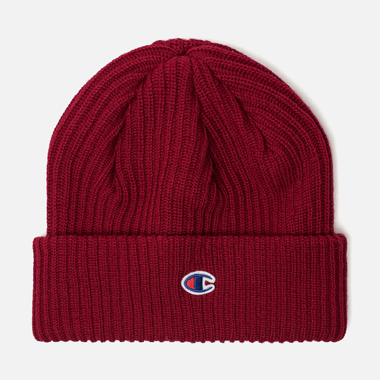 Шапка Champion Reverse Weave Merino Knit Beanie Logo Burgundy