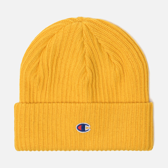 Шапка Champion Reverse Weave Merino Knit Beanie Logo Yellow