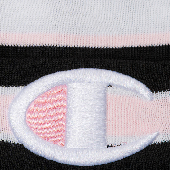 Шапка Champion Reverse Weave Striped Bobble Black/White/Pink