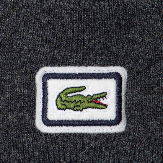 Шапка Lacoste Badge Thick Wool Blend Grey Chine