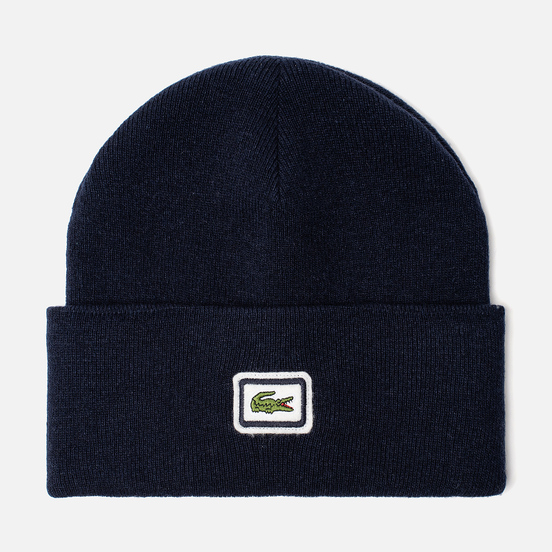 Шапка Lacoste Badge Thick Wool Blend Navy Blue