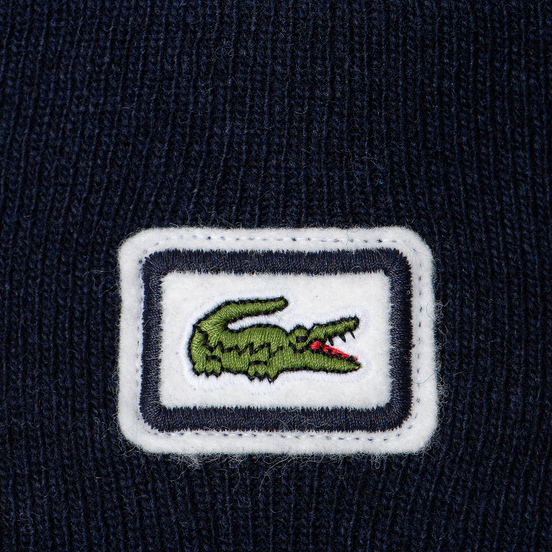Шапка Lacoste Badge Thick Wool Blend Navy Blue