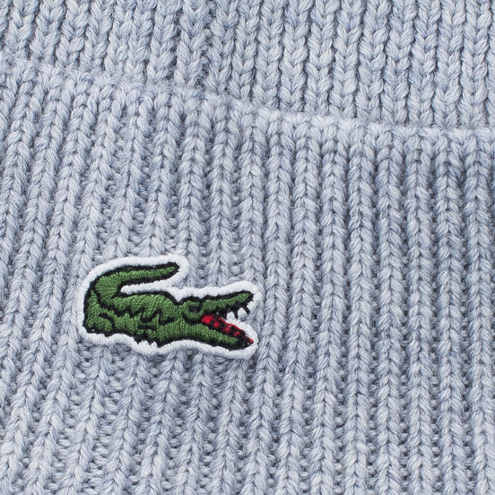 Шапка Lacoste Ribbed Wool Beanie Light Grey