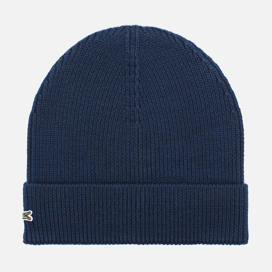 Шапка Lacoste Ribbed Wool Beanie Navy