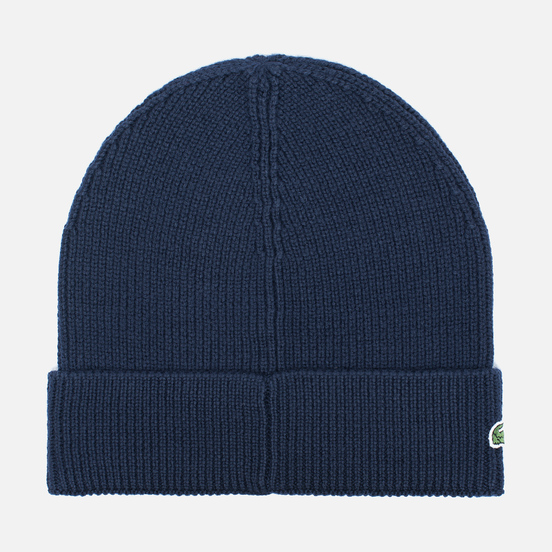 Шапка Lacoste Ribbed Wool Beanie Navy
