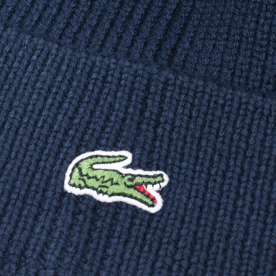 Шапка Lacoste Ribbed Wool Beanie Navy